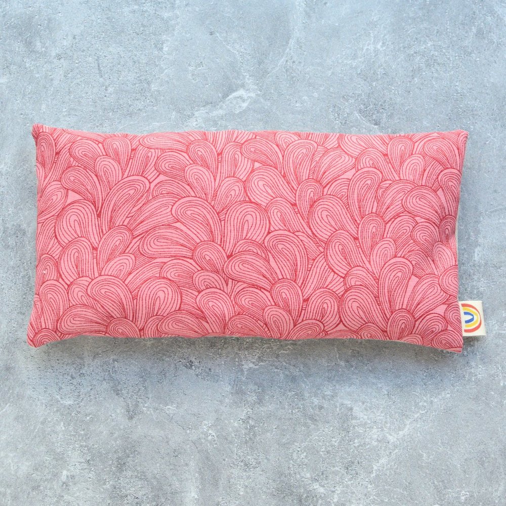 Weighted Eye Pillow Hot Cold Therapy Pack in Palmiers Raspberry Cotton Pink